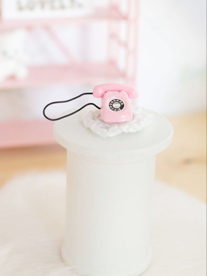 Tabletop Rotary Phone | Pink | Dollhouse Miniature Accessories &amp; Decor