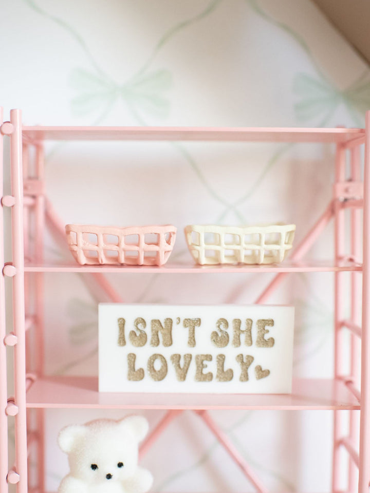 Metal Lattice Baskets | Pink &amp; Ivory | Dollhouse Miniature Accessories &amp; Decor
