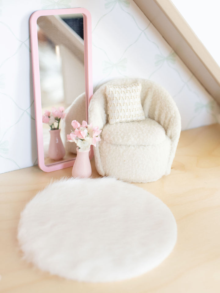 Luxe Plush Rugs | Pink, Blue, Oatmeal, &amp; White | Dollhouse Miniature Wall Accessories &amp; Decor