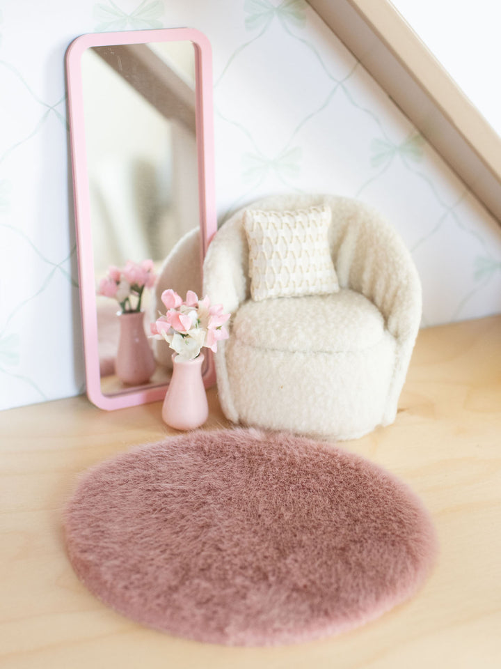 Lily Cream Sherpa Chair | Dollhouse Miniature Furniture