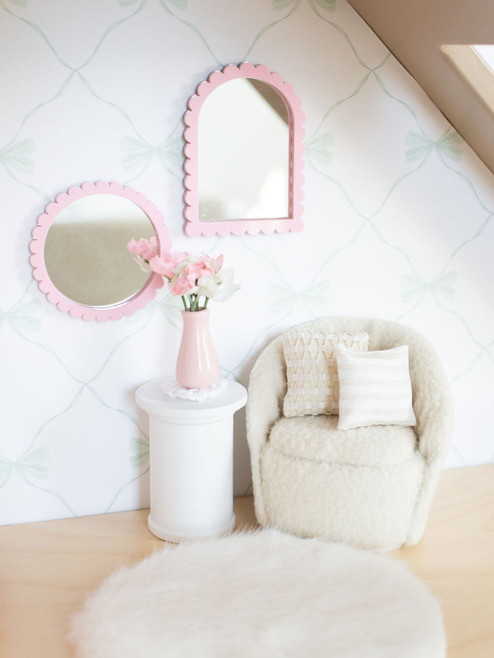 Lily Cream Sherpa Chair | Dollhouse Miniature Furniture