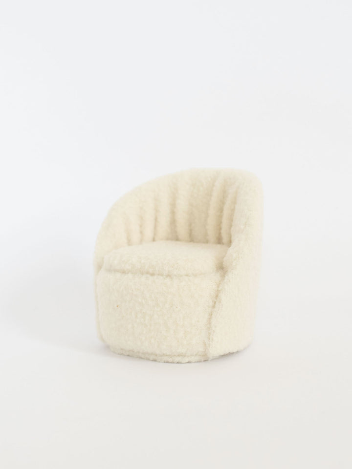 Lily Cream Sherpa Chair | Dollhouse Miniature Furniture