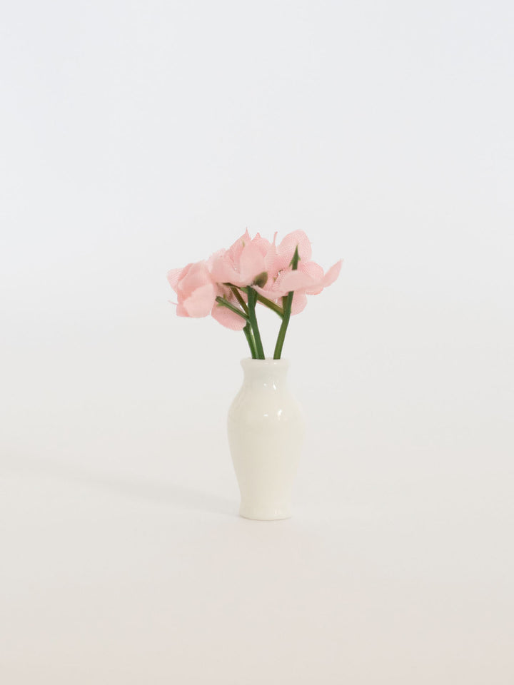 Bloom Vases with Flowers | Pink &amp; White | Dollhouse Miniature Accessories &amp; Decor