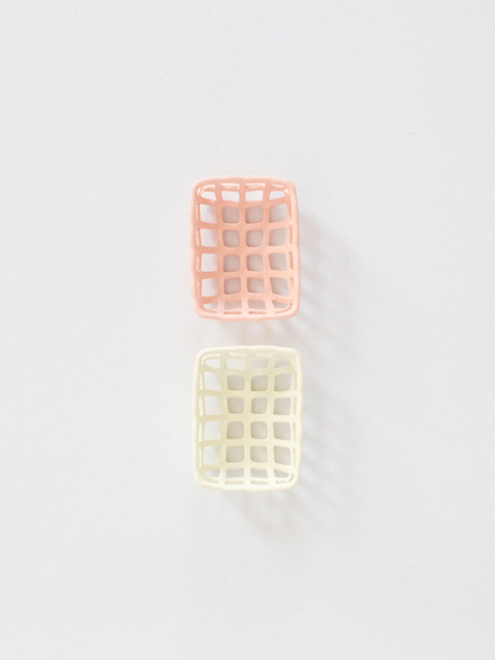 Metal Lattice Baskets | Pink &amp; Ivory | Dollhouse Miniature Accessories &amp; Decor