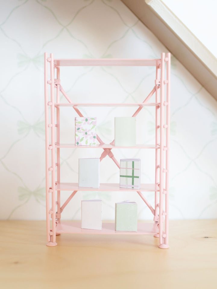 Sweet Pea Pink Metal Bookshelf | Dollhouse Miniature Furniture