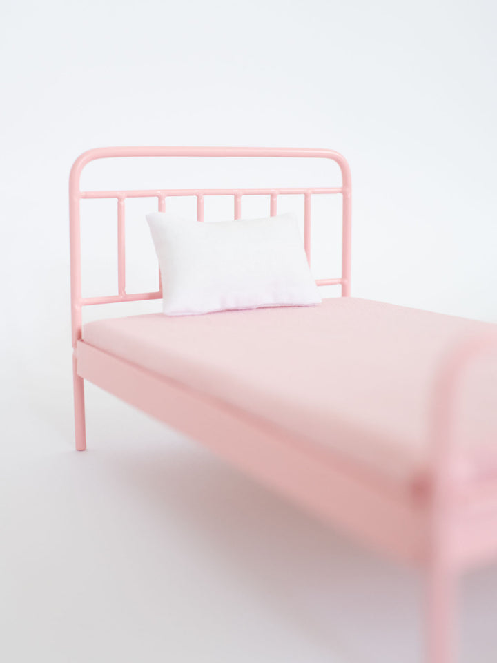Rosalie Pink Metal Bed | Dollhouse Miniature Furniture