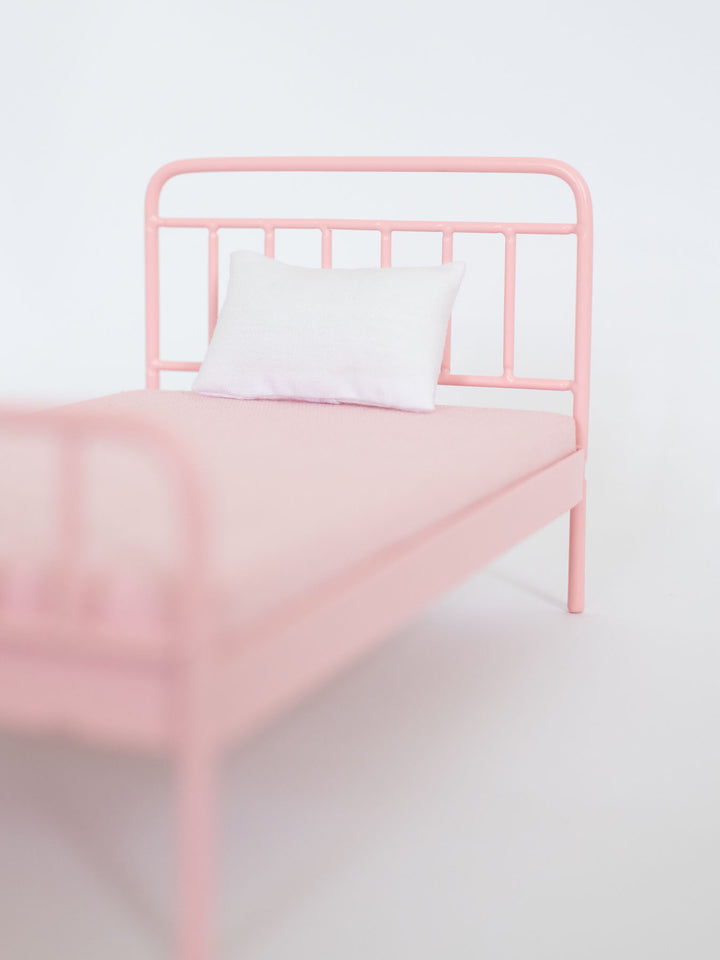 Rosalie Pink Metal Bed | Dollhouse Miniature Furniture