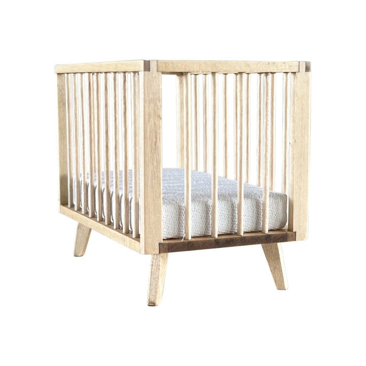 Nursery Crib + Mattress | Natural Wood