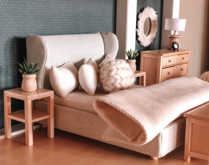 Side Table with Shelf | Natural Wood