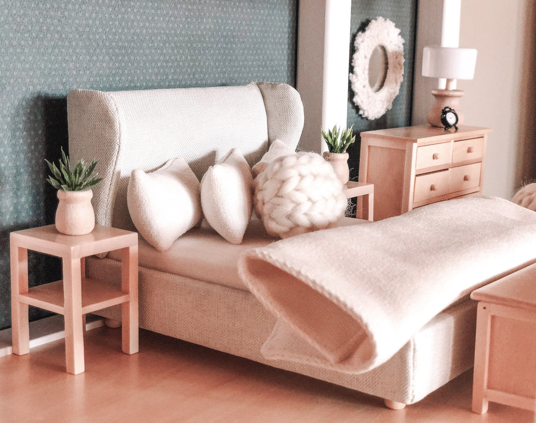 Side Table with Shelf | Natural Wood