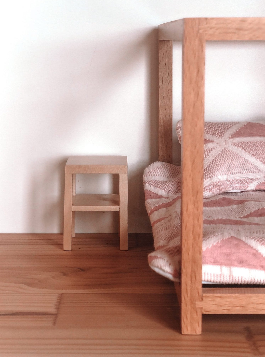 Side Table with Shelf | Natural Wood