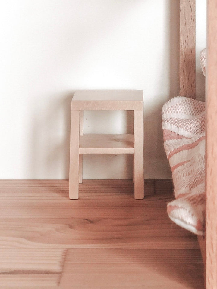 Side Table with Shelf | Natural Wood