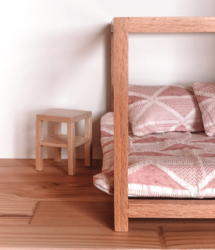 Side Table with Shelf | Natural Wood