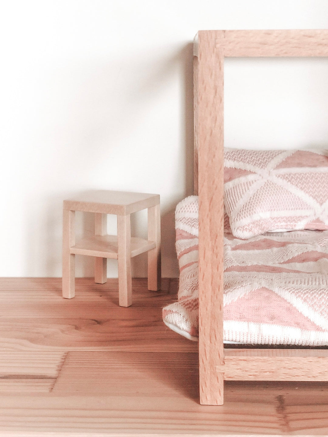 Side Table with Shelf | Natural Wood