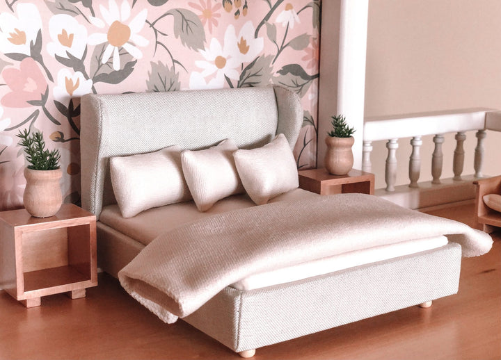 Upholstered Double Bed | Off-White