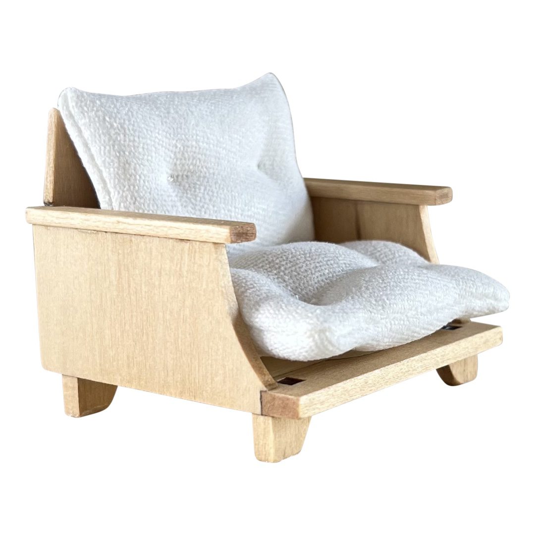 Patio Chair + Tufted Cushions | Natural Wood + White