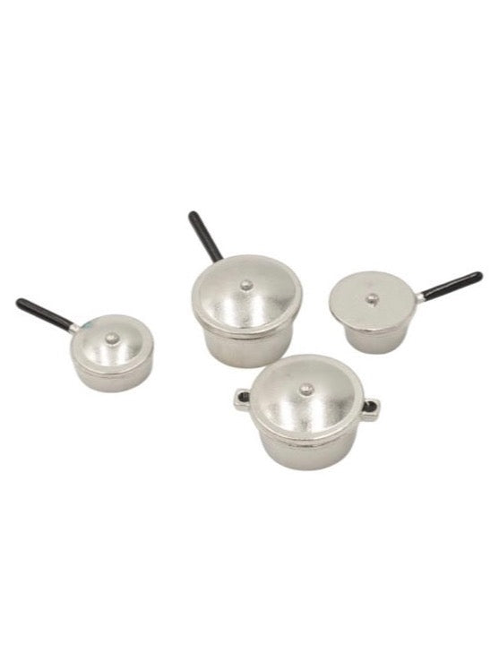 Metal Pots & Pans Set + Lids | Silver