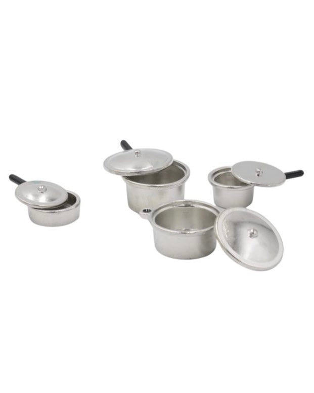 Metal Pots & Pans Set + Lids | Silver