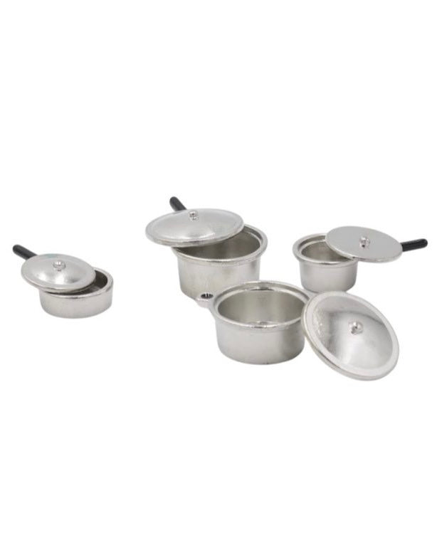 Metal Pots & Pans Set + Lids | Silver