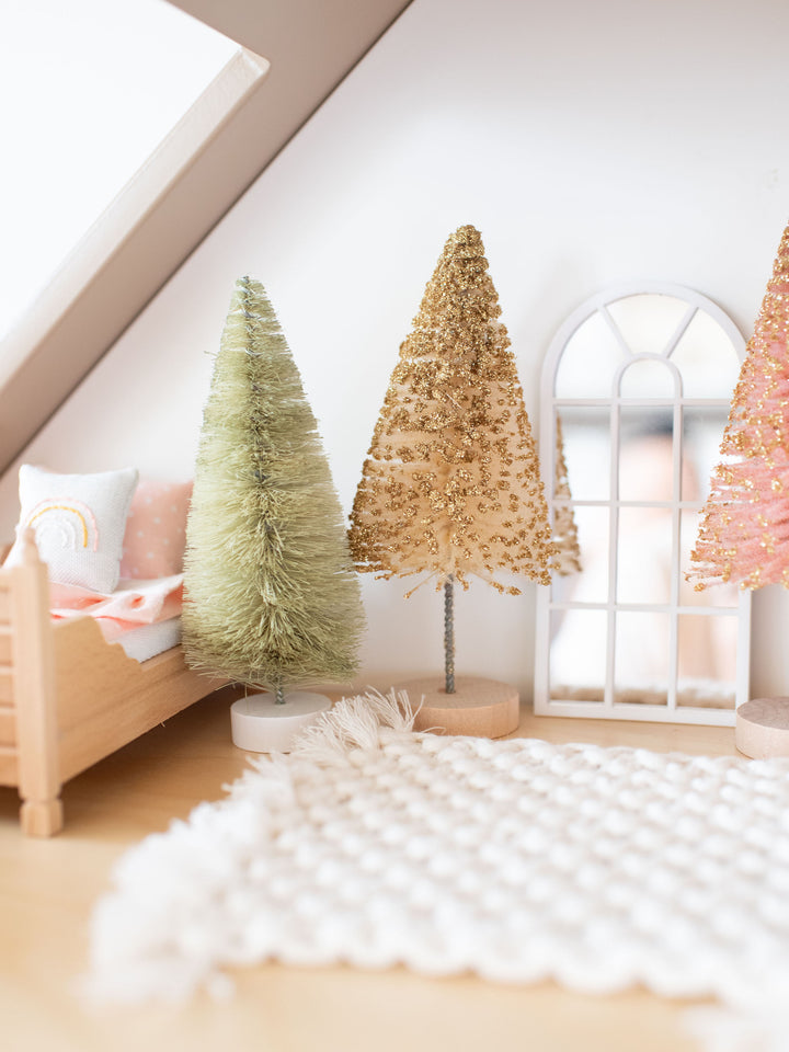 Bottle Brush Trees | White Base | 6 Colors