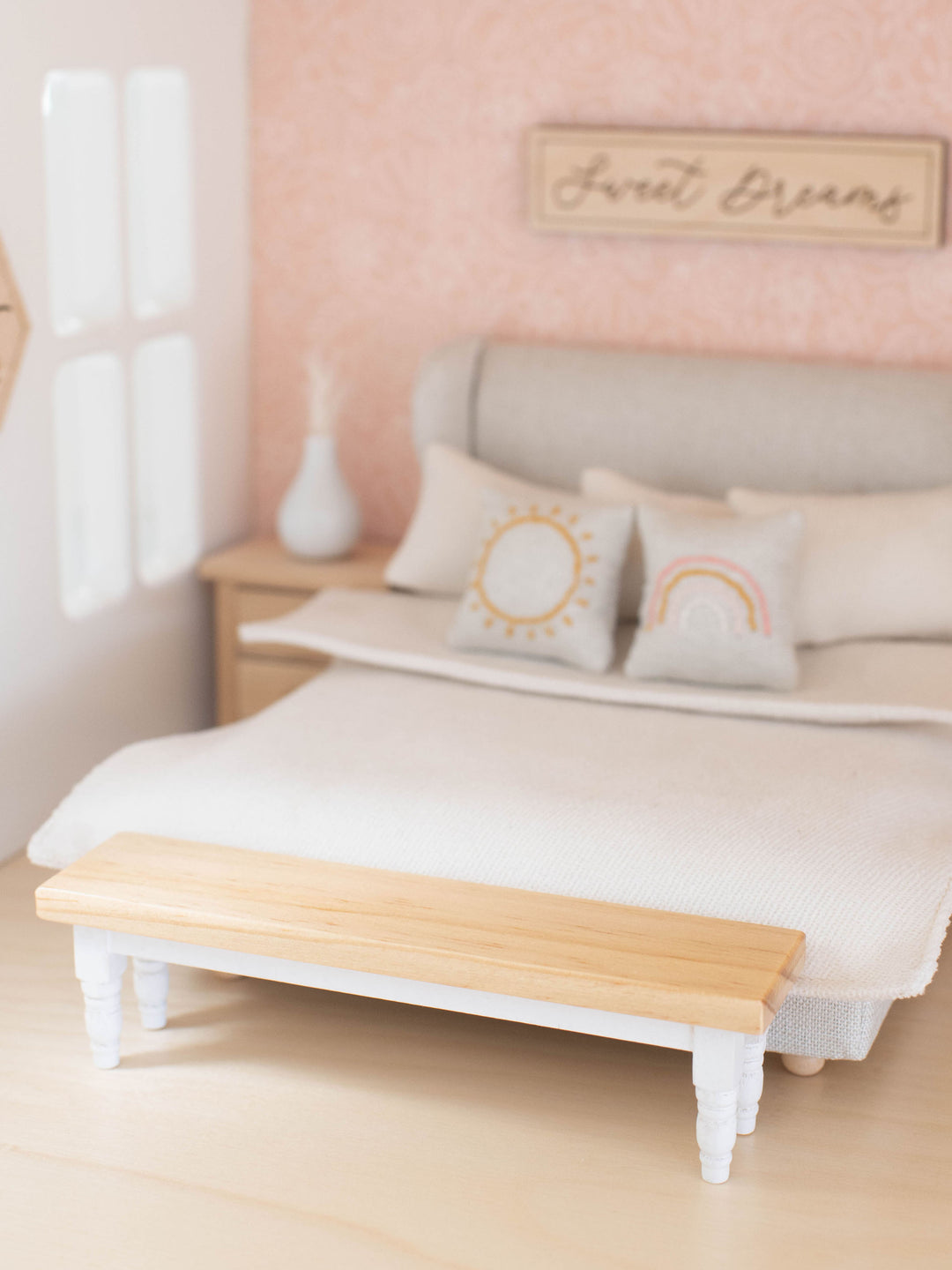 *FLAWED* Classic Bench Seat | Natural Wood & White