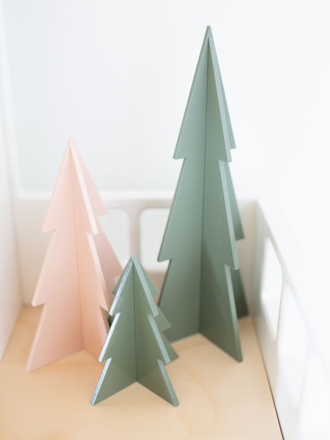 Acrylic Christmas Holiday Trees | Set of 3 | Fern & Blush