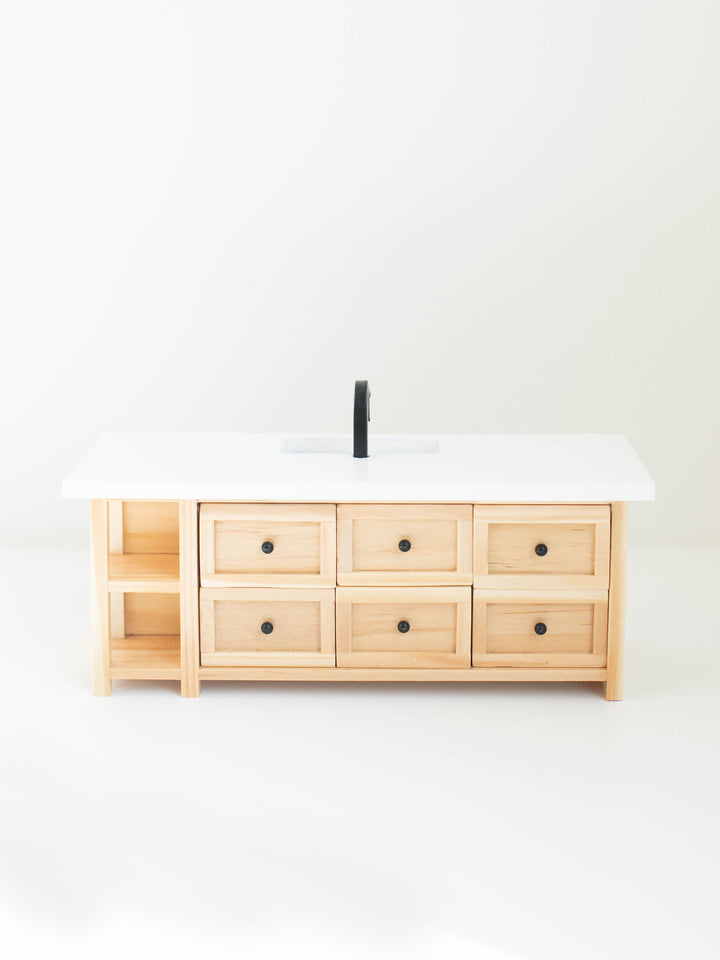 Farm Style Island with Drawers | Natural Wood