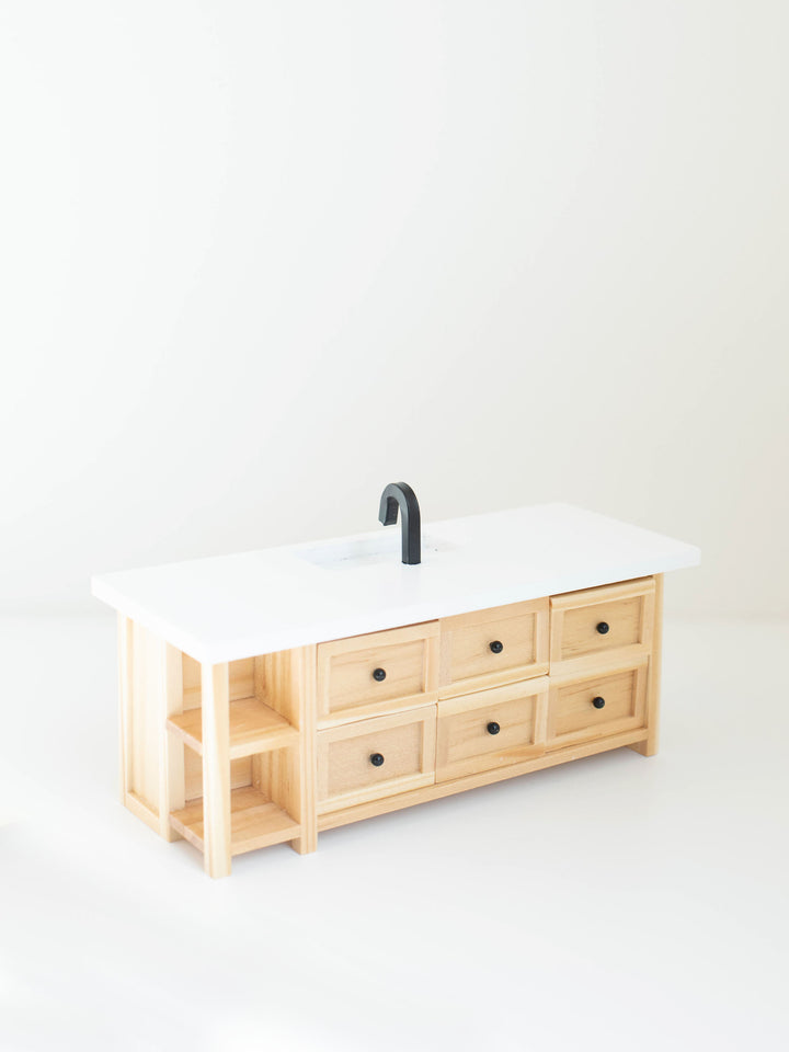 Farm Style Island with Drawers | Natural Wood