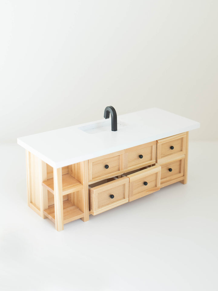 Farm Style Island with Drawers | Natural Wood