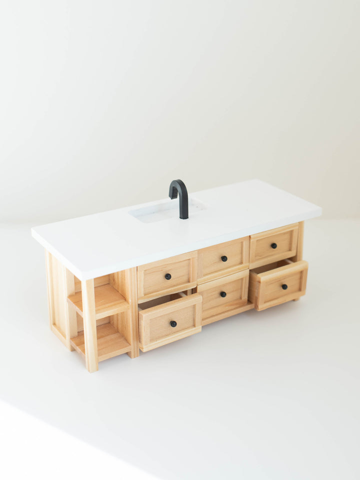 Farm Style Island with Drawers | Natural Wood