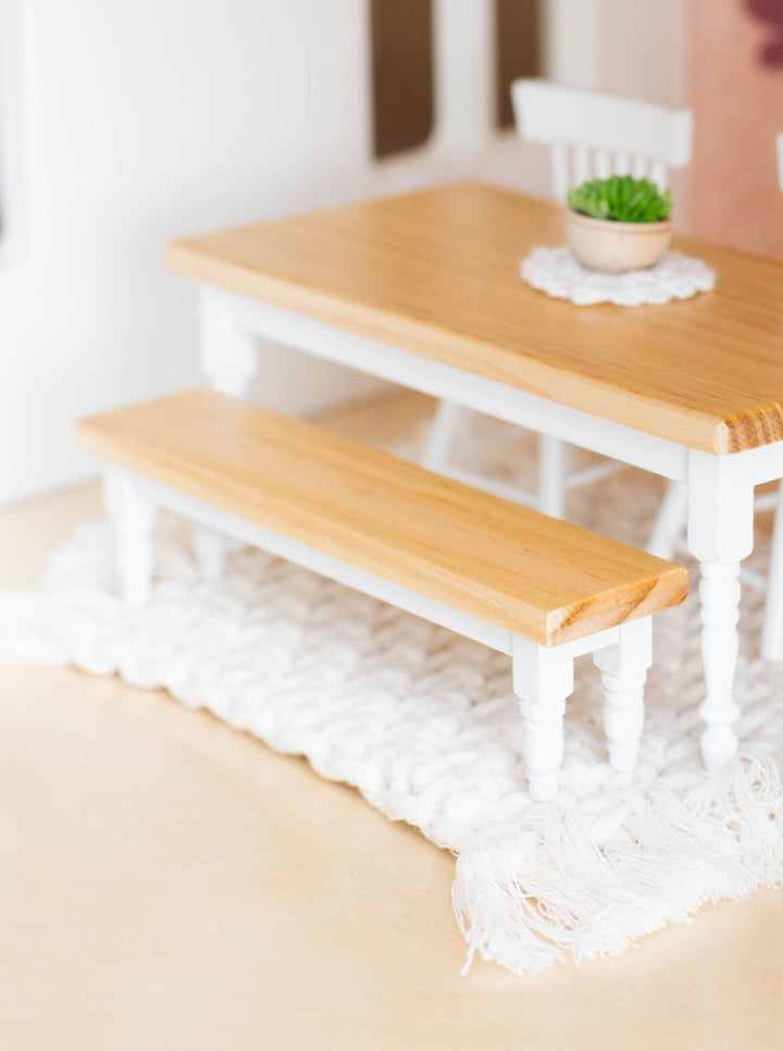 *FLAWED* Classic Bench Seat | Natural Wood & White