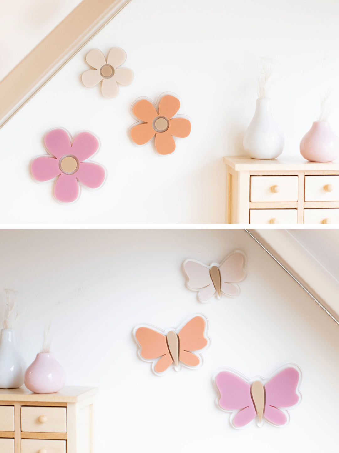 Butterflies + Flowers Wall Decor | Dusty Rose + Sienna + Tan