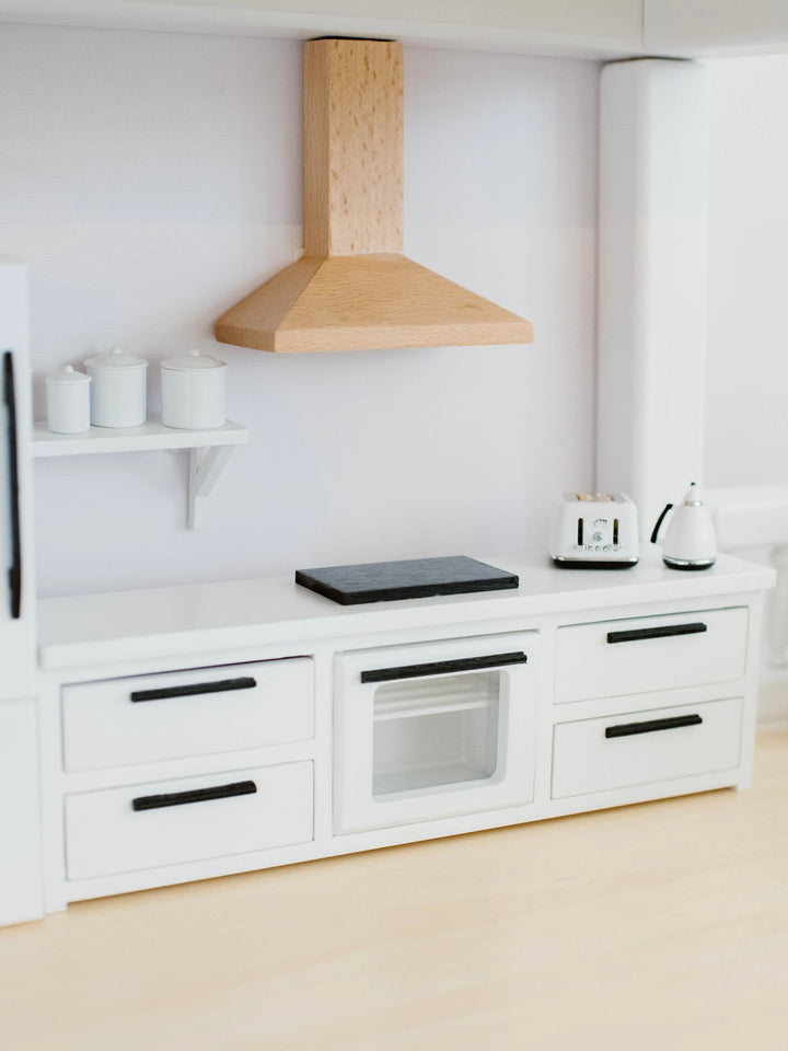 Modern Straight Kitchen Base Cabinets + Cooktop + Oven | White