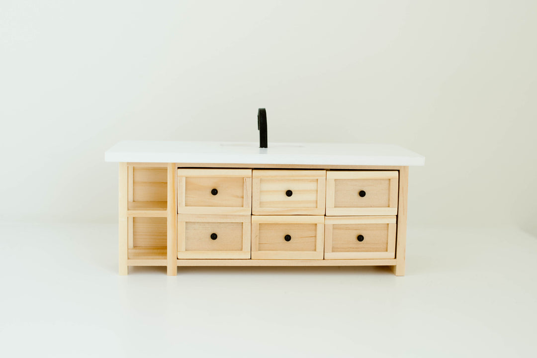 *PREORDER* Farm Style Island with Drawers | Natural Wood