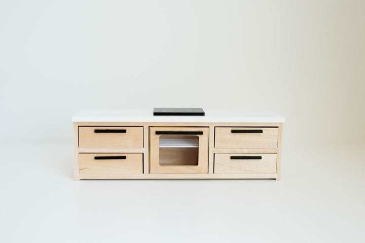 Modern Straight Kitchen Base Cabinets + Cooktop + Oven | Natural Wood