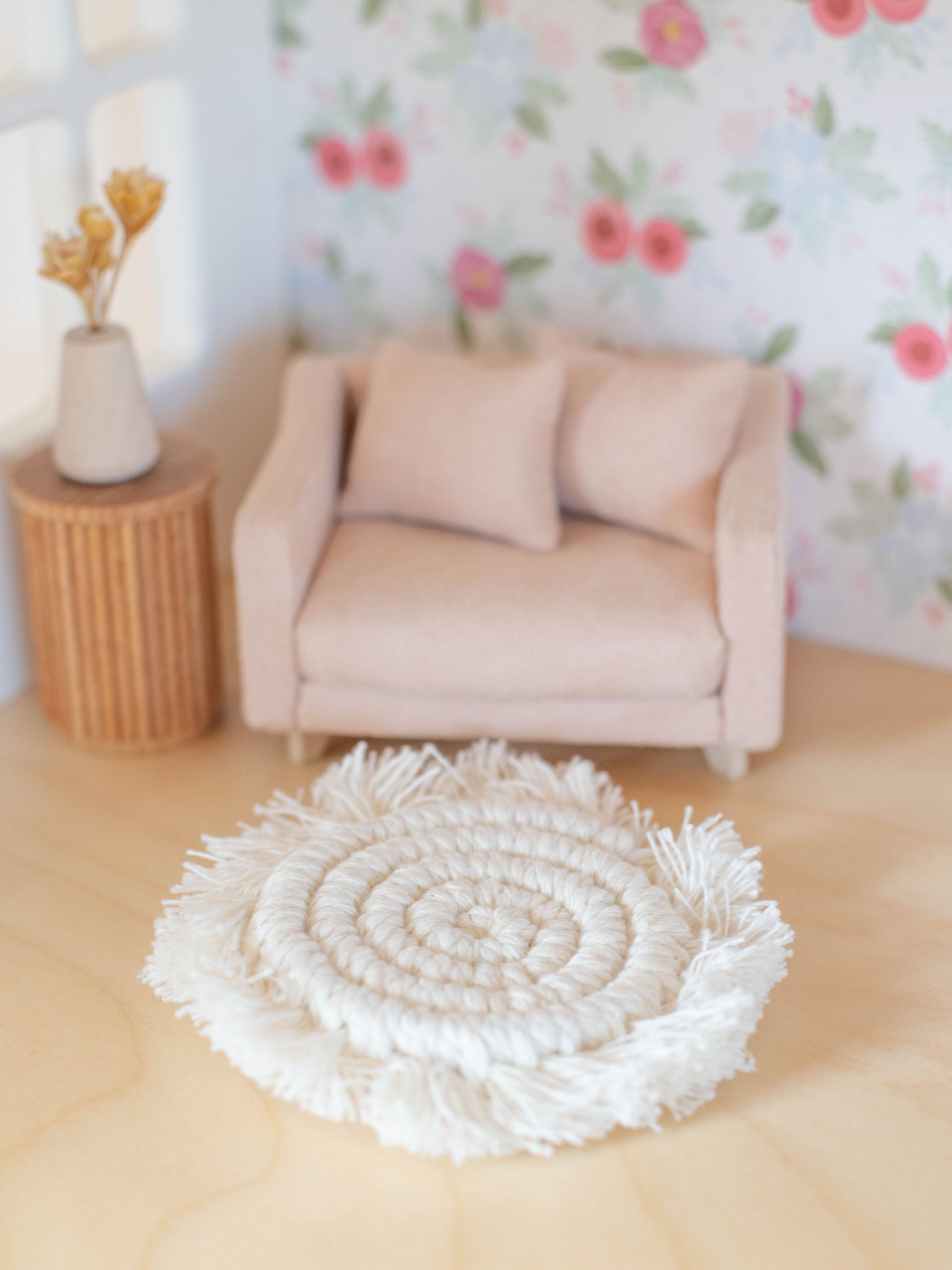 Dollhouse Boho Finge Macrame Rugs | Pink White Gray Teal | 1:12 Scale ...