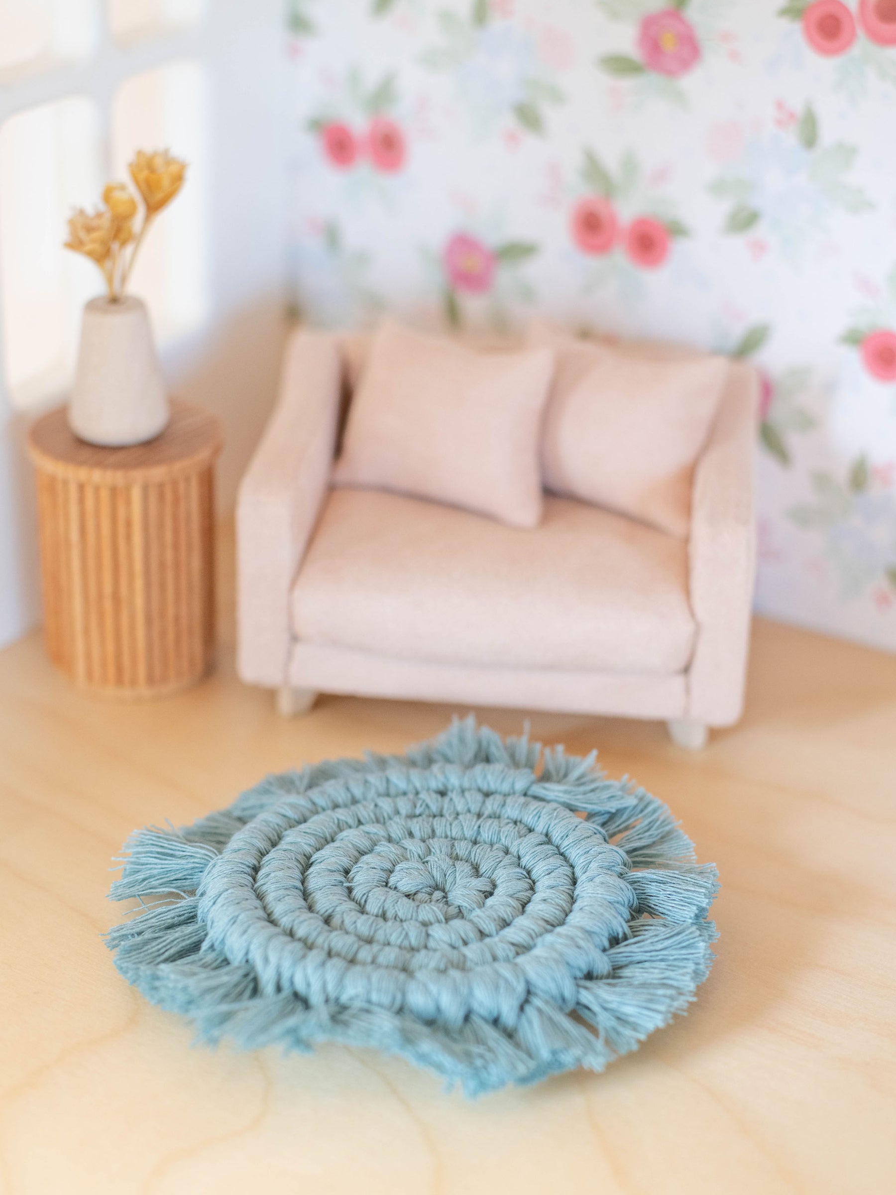 Dollhouse Boho Finge Macrame Rugs | Pink White Gray Teal | 1:12 Scale ...