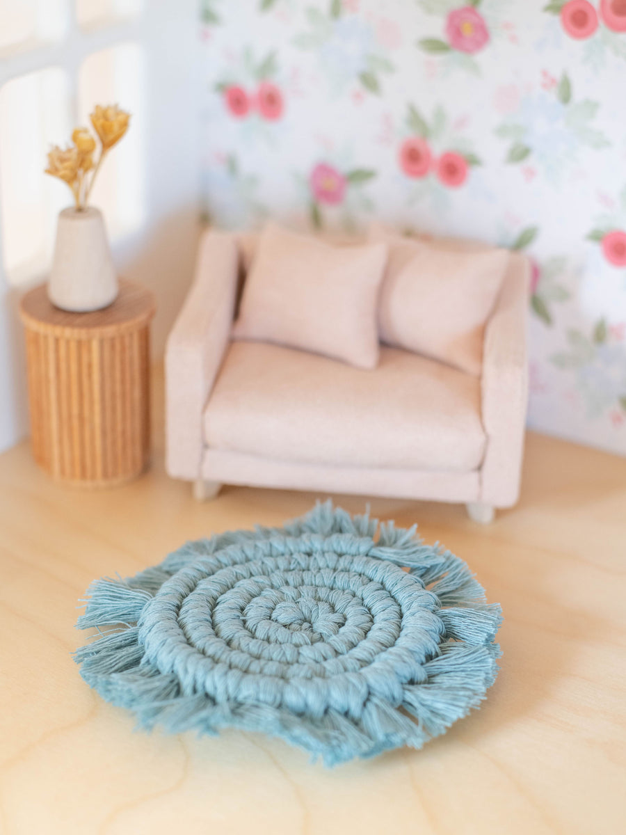 Dollhouse Boho Finge Macrame Rugs | Pink White Gray Teal | 1:12 Scale ...