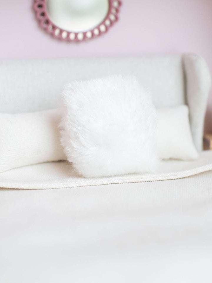 Square Accent Pillow | White Faux Fur