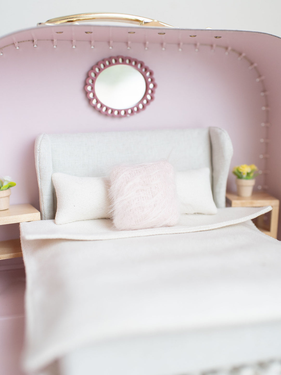 Square Accent Pillow | Pink Faux Fur