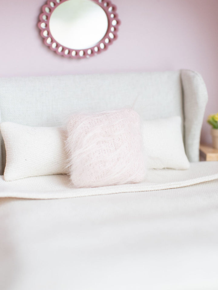 Square Accent Pillow | Pink Faux Fur